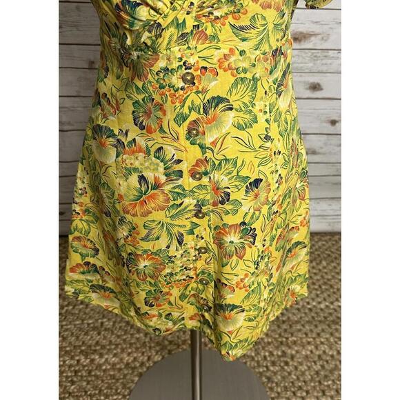 Urban Outfitter Bettie twist front floral linen-blend mini dress Size Medium - Picture 4 of 8